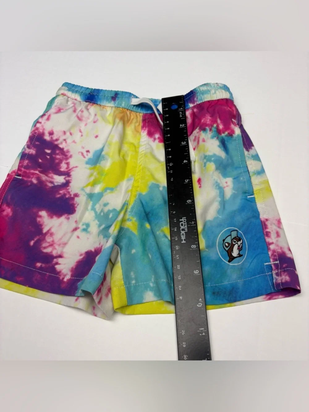 Buc-ee's Boys 4T Swim Trunks Tie Dye Beach Beaver Mascot Logo Polyester Blend